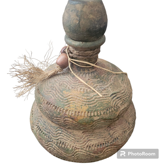 Rustic Terra Cotta Jug with Stopper Made in Mexico Unique - Picture 7 of 9